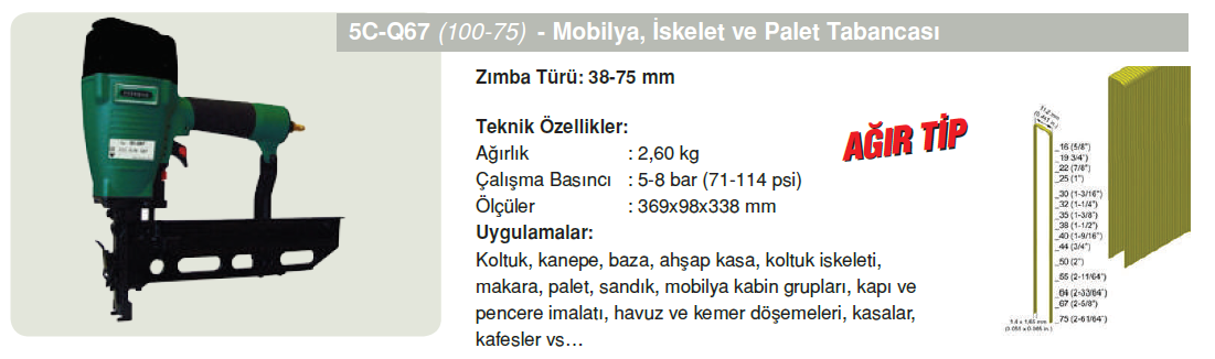 Prebena 5C-Q67 Mobilya İskelet ve Palet Tabancası